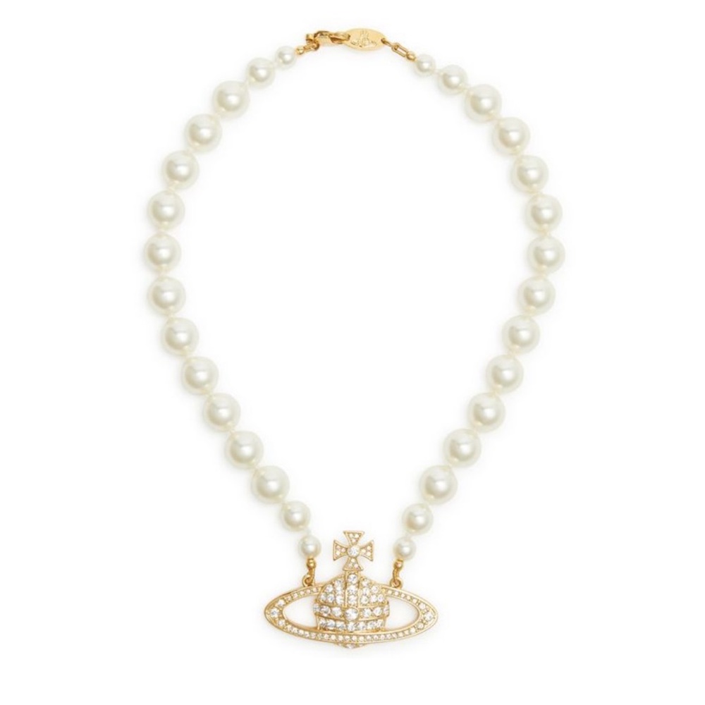 AUTHENTIC Vivienne Westwood Gold Pearl Choker Necklace - Excellent Condition